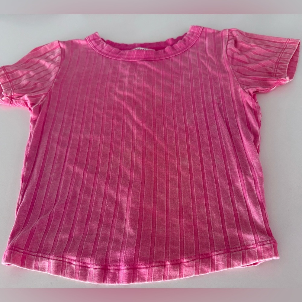 ZENANA Acid Washed Ribbed Crew Neck Top